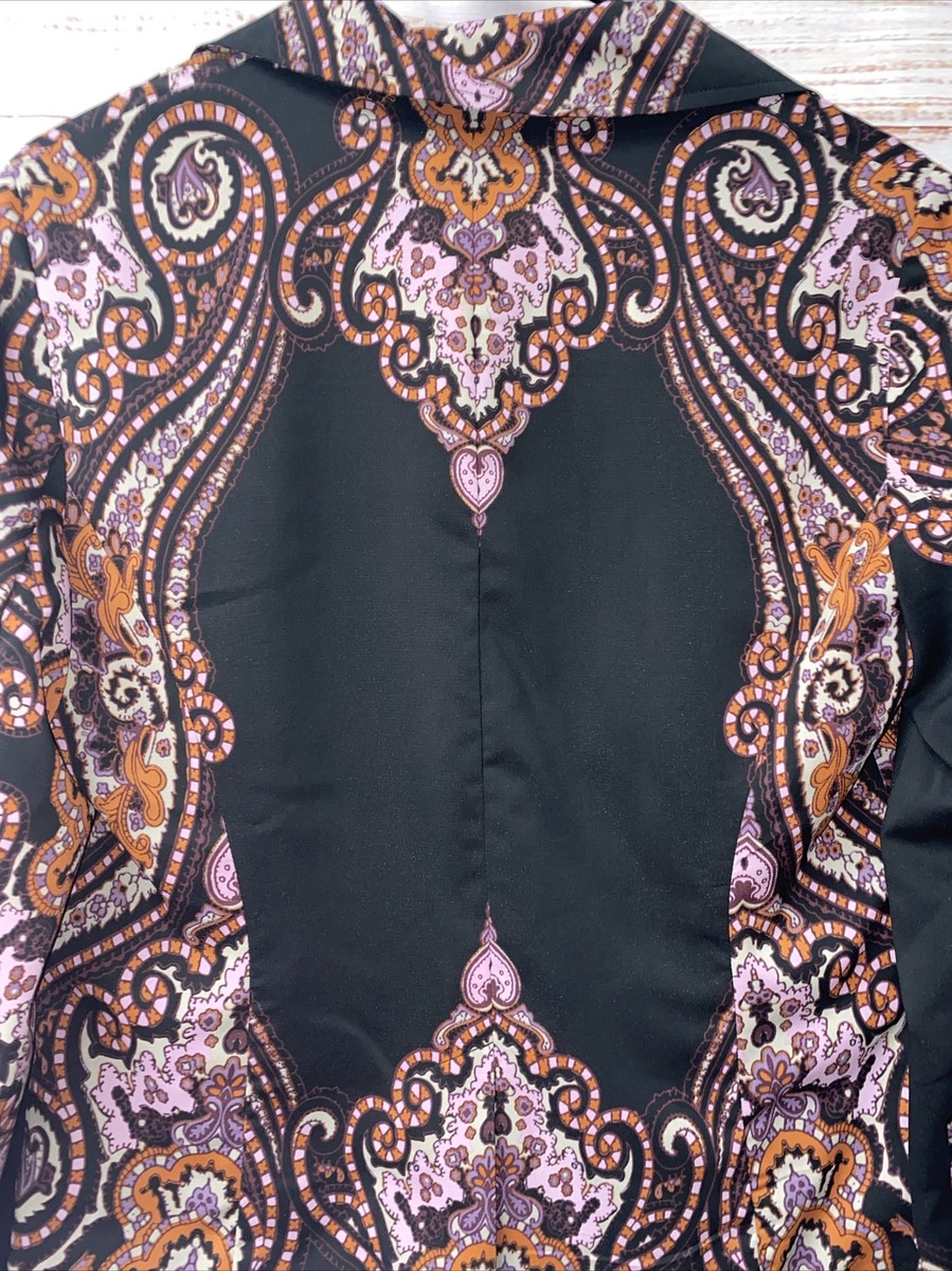 INC international concepts Blazer Jacket Size Small BLACK with PAISLEY WS-94* View 6