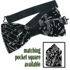 Sheet Music Note Bow Tie  Pocket Square Wedding Prom New Year Christmas Party