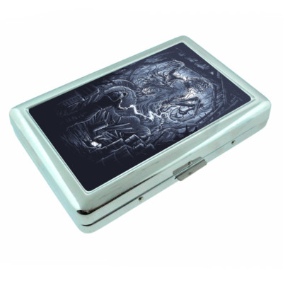 Monster Attack Alien Em1 Silver Metal Cigarette Case RFID Protection Wallet 