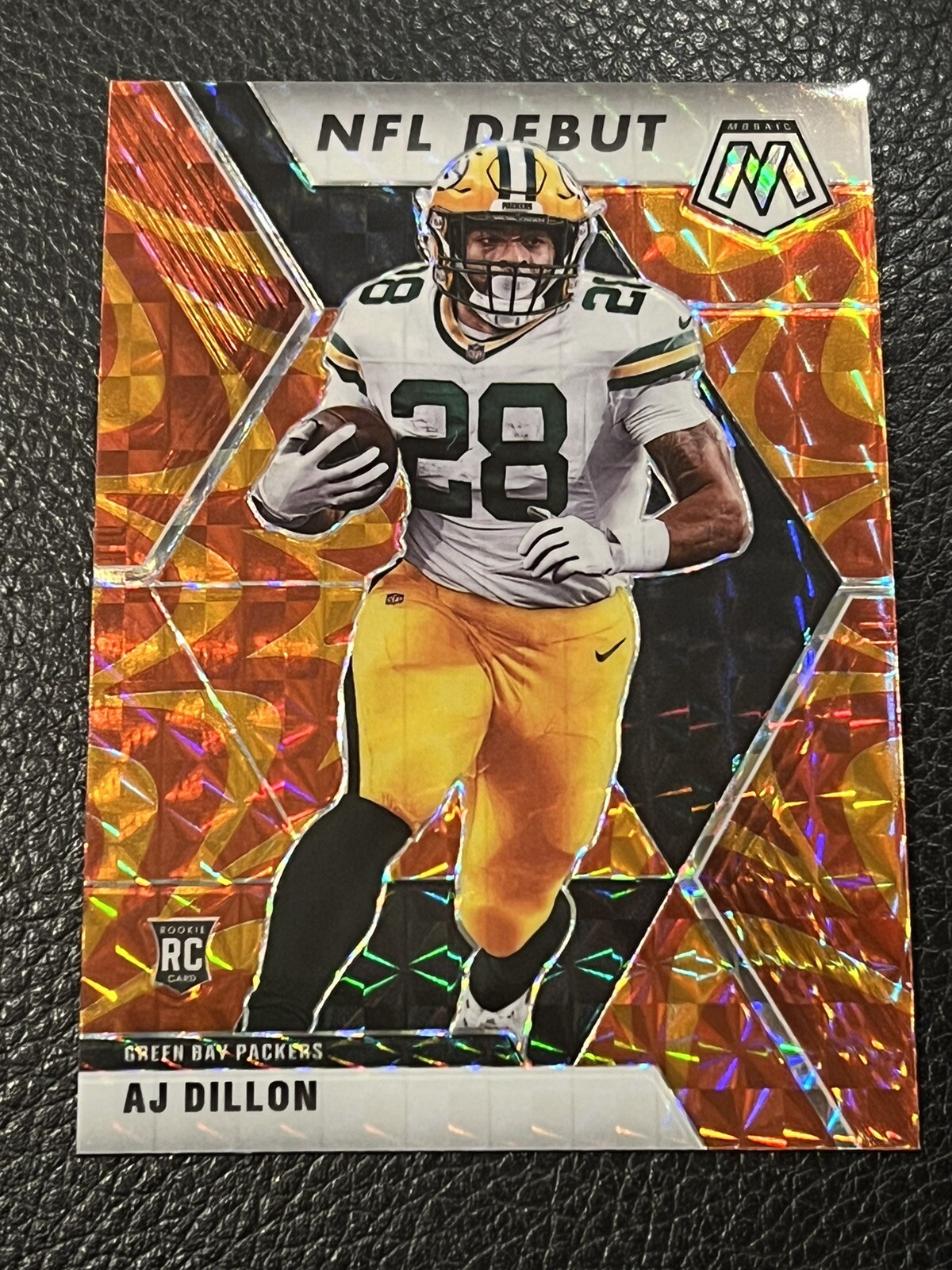 AJ Dillon 2020 Panini Mosaic NFL Debut Reactive Orange RC Card #279