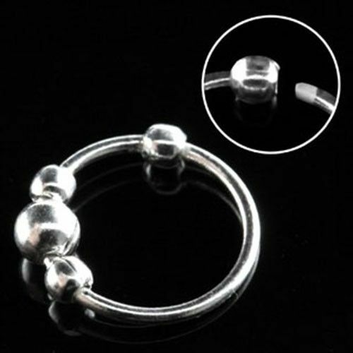Nasenring 925 Sterling Silber 8 x 0,8 mm Muster zur Auswahl Nasenpiercing Ring - Bild 3 von 7