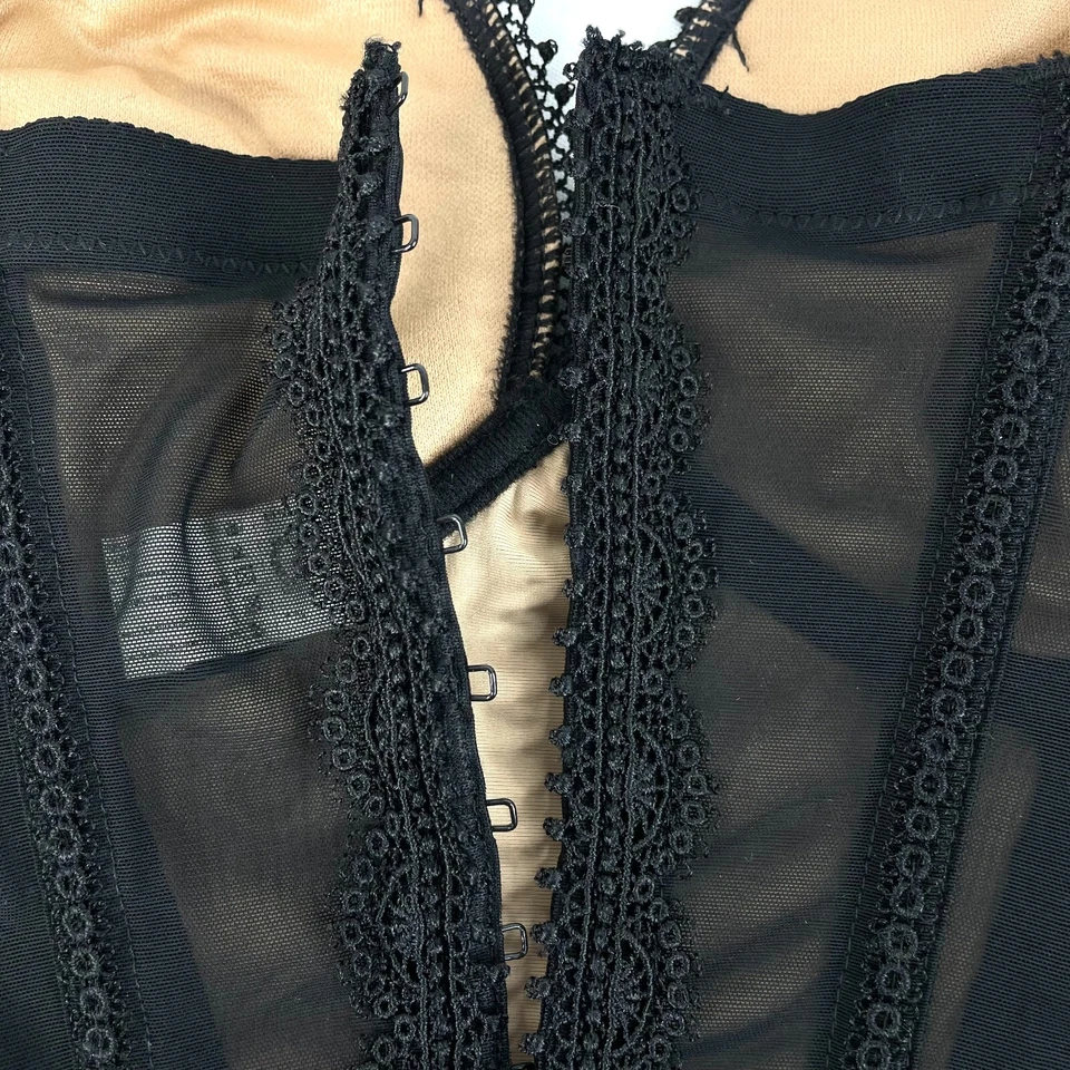 Simone Perele Corset Size 34 Black Mesh Sheer Strapless Padded Lattice Lace Trim - image 4 of 4