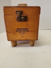 Vintage Esquire Shoe Valet De Luxe Shoe Shine Box Kit - Brushes & Polish NICE 