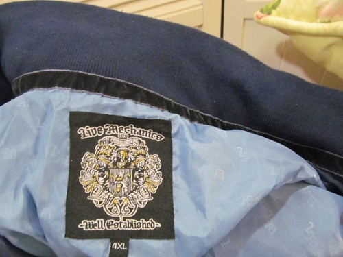 LIVE MECHANICS WELL ESTAB Sz 4XL Mens Windbreaker JACKET / COAT Blue Geometric - Picture 10 of 10