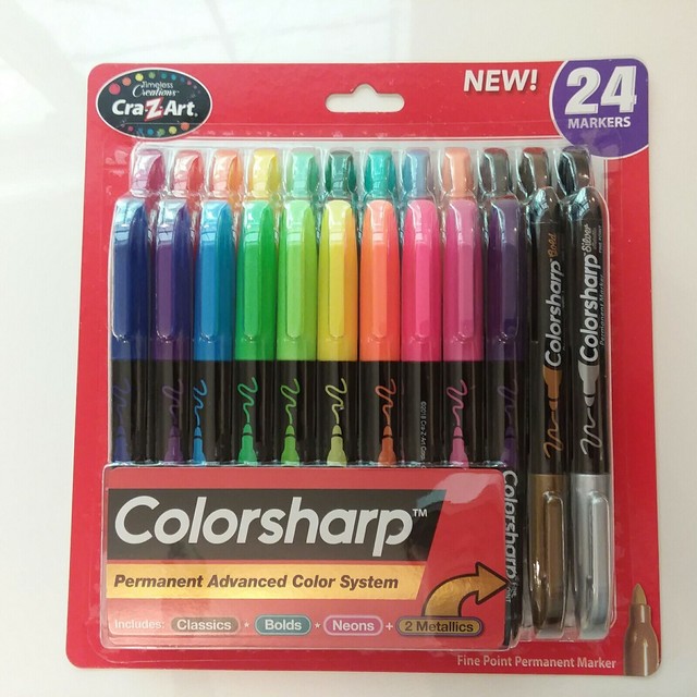 CRAZART 23 Fine Point Permanent Markers Metallic Neon Colorsharp Gift