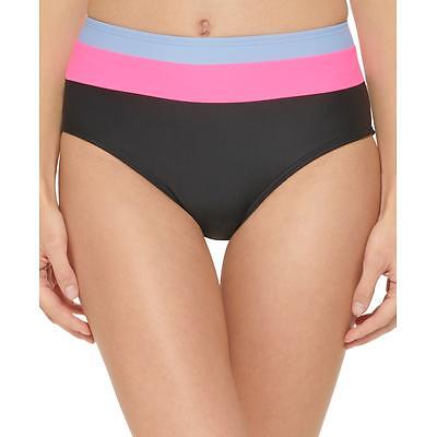 DKNY SCHWARZ Colorblocked High-Waist Bikini Schwimmhose, US Large - Bild 1 von 4
