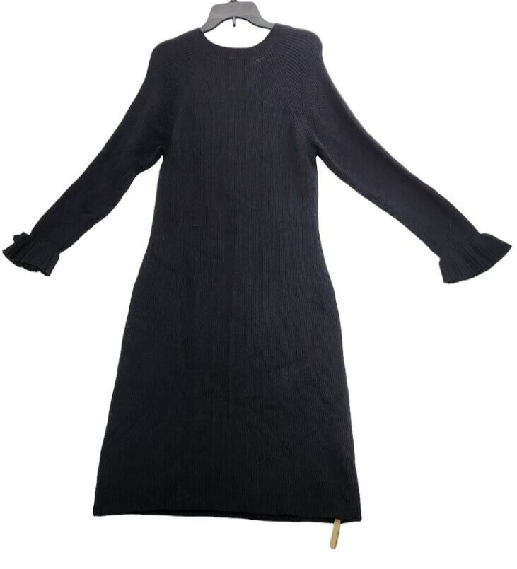 Charter Club Women’s BraidedRibbed Sweater Dress Sz L, black D123