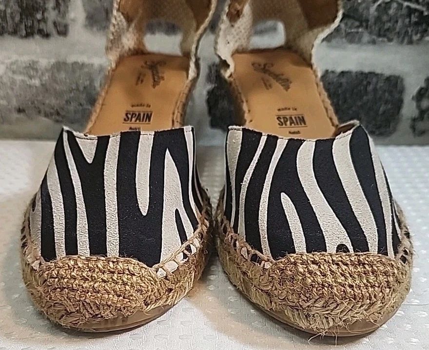 Seychelles Womens sz 9N Wedges Espadrille Sandals Animal Print Closed Toe Jute - Image 3 of 4