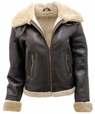 Women's Brown B3 Ww2 Ginger Real Thick Sheepskin Leather Flying Jacket