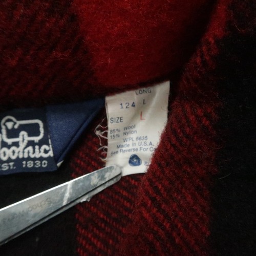 VINTAGE Woolrich Jacket Mens Large Tall Red Black Buffalo Plaid Wool Full Zip - Picture 4 of 10