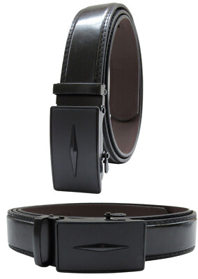 Men Automatic Ratchet Click Lock Black Belt Buckle Genuine  display picture 3