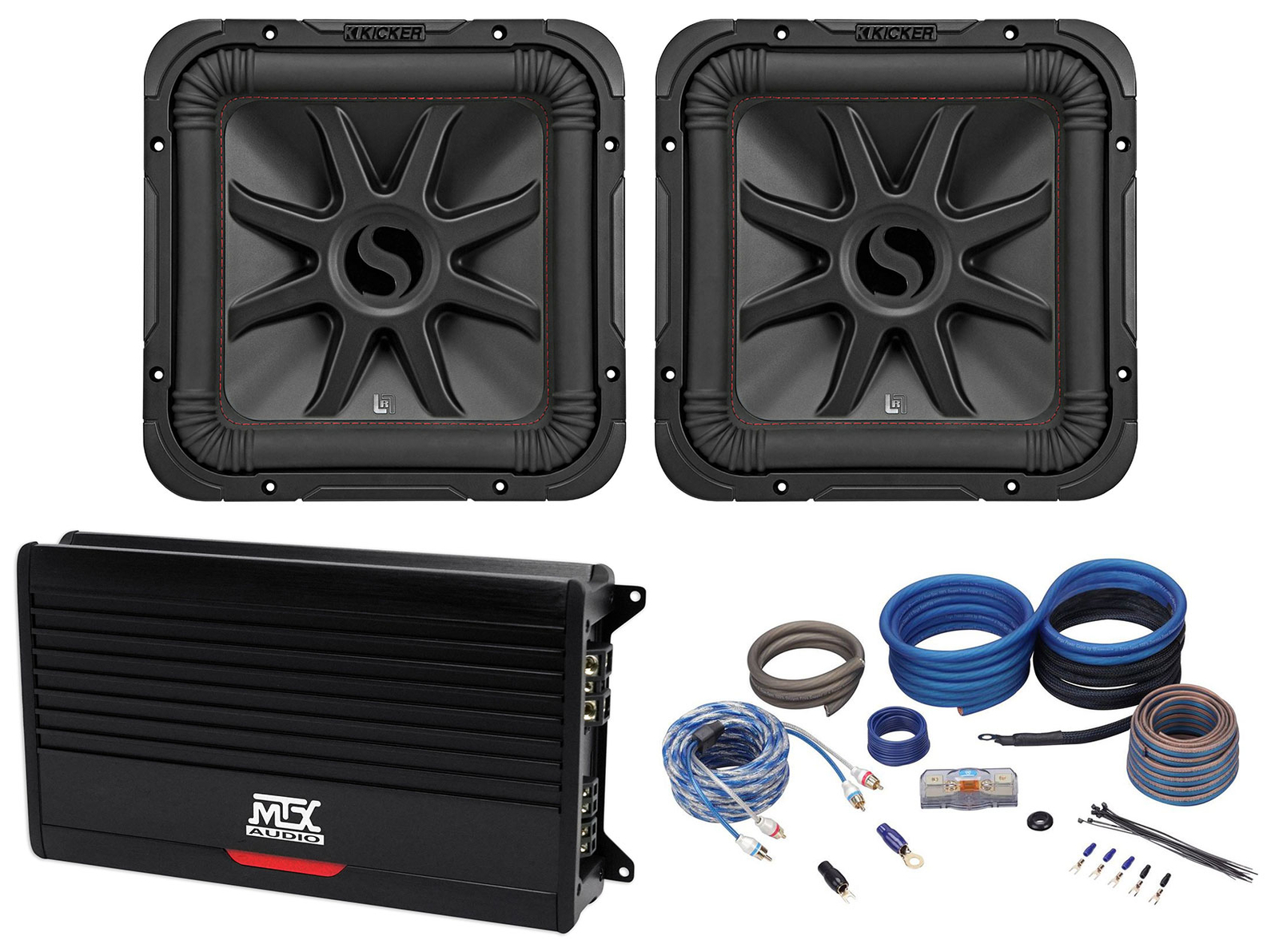 2 KICKER 45L7R124 - 12 автомобильных сабвуферов L7R мощностью 1200 Вт моноусилитель MTX THUNDER10001 94690₽