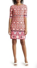 Eliza J Ikat Print Shift Dress Women’s Size 6 Pink & Orange Pattern, Lined NWT!