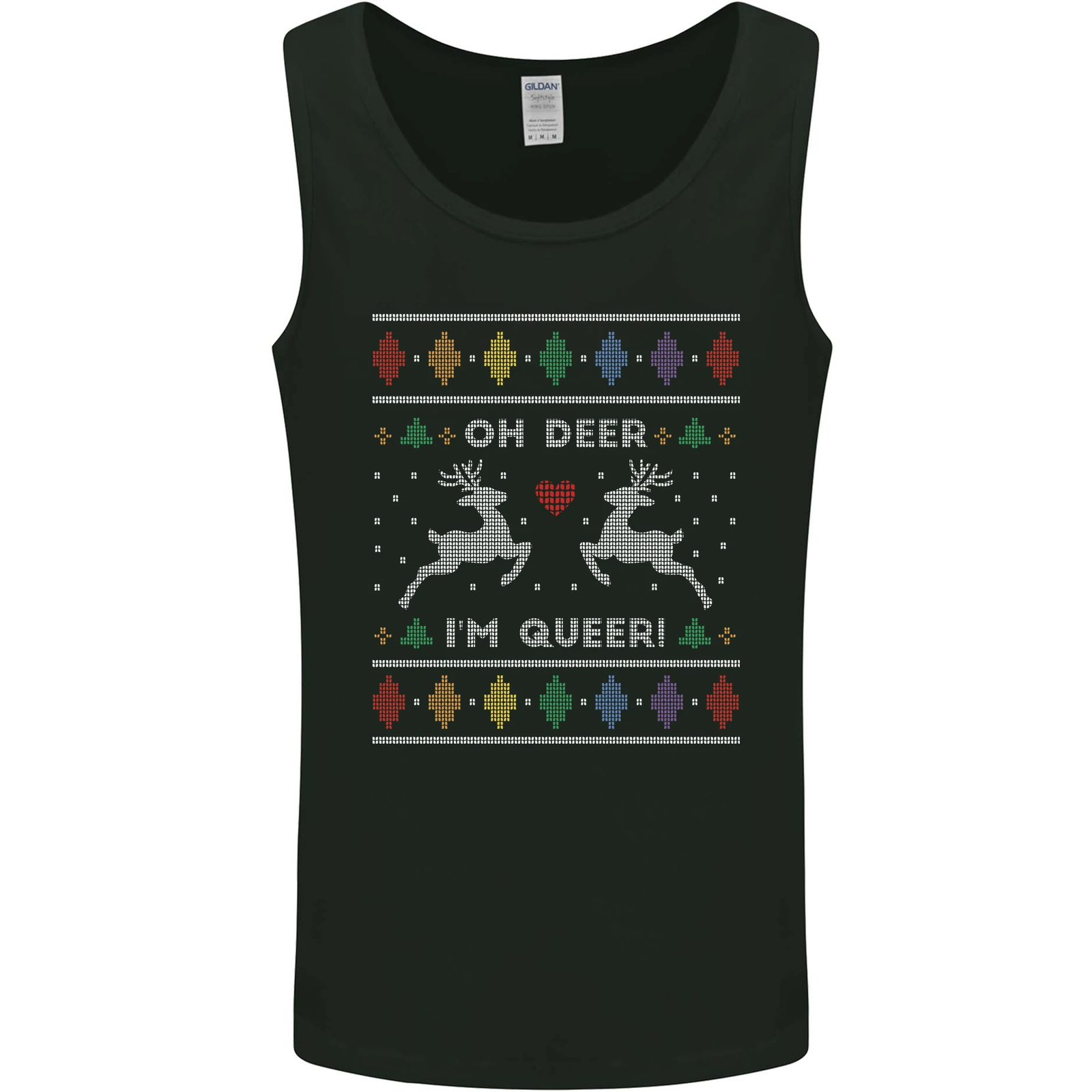 Christmas LGBT Oh Deer Im Queer Gay Pride Mens Vest Tank Top