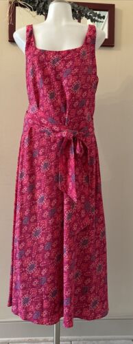 Ralph Lauren Black Label Tank A Line Dress W/Sash SZ 12 Beautiful Pattern Pink - Picture 2 of 14