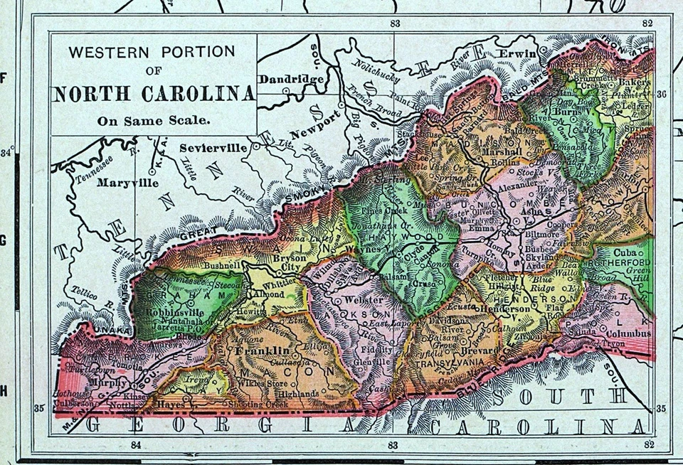 Mapa Rand McNally 1895 Carolina del Norte Raleigh Durham Ashville NC Cabo Hatteras Foto 4 de 4