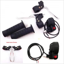Set Motorcycle ATV 7/8" Handlebar Hand Grips Kill Stop Switch Twist Brake Levers