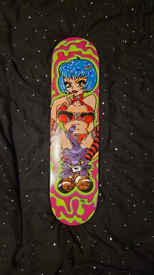 Handpainted ''Pussy Cat Girl'' Skateboard Deck (Hook-Ups Fan Art) #JK24h
