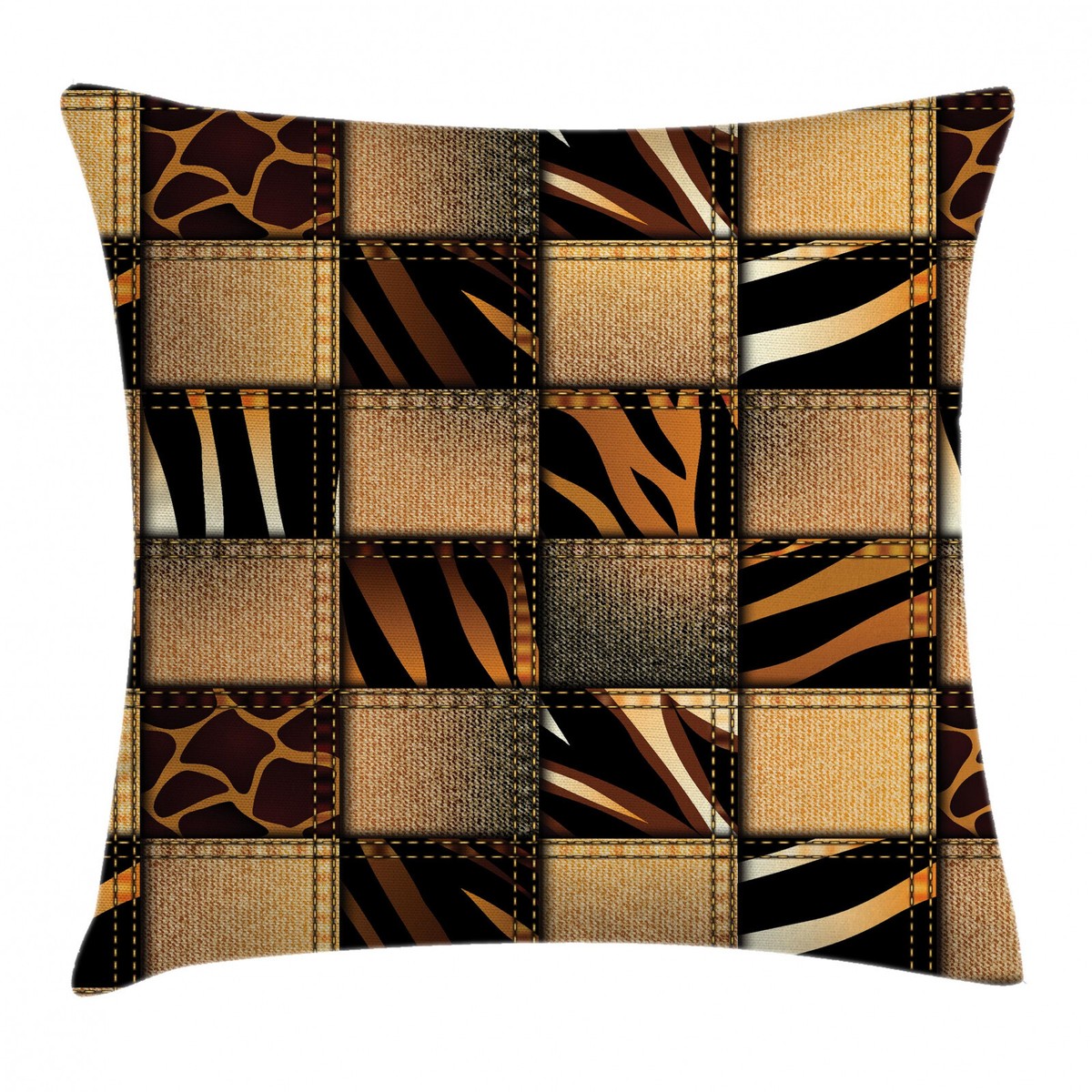 Safari Throw Pillow Cushion Cover Jeans Denim Patchwork UK