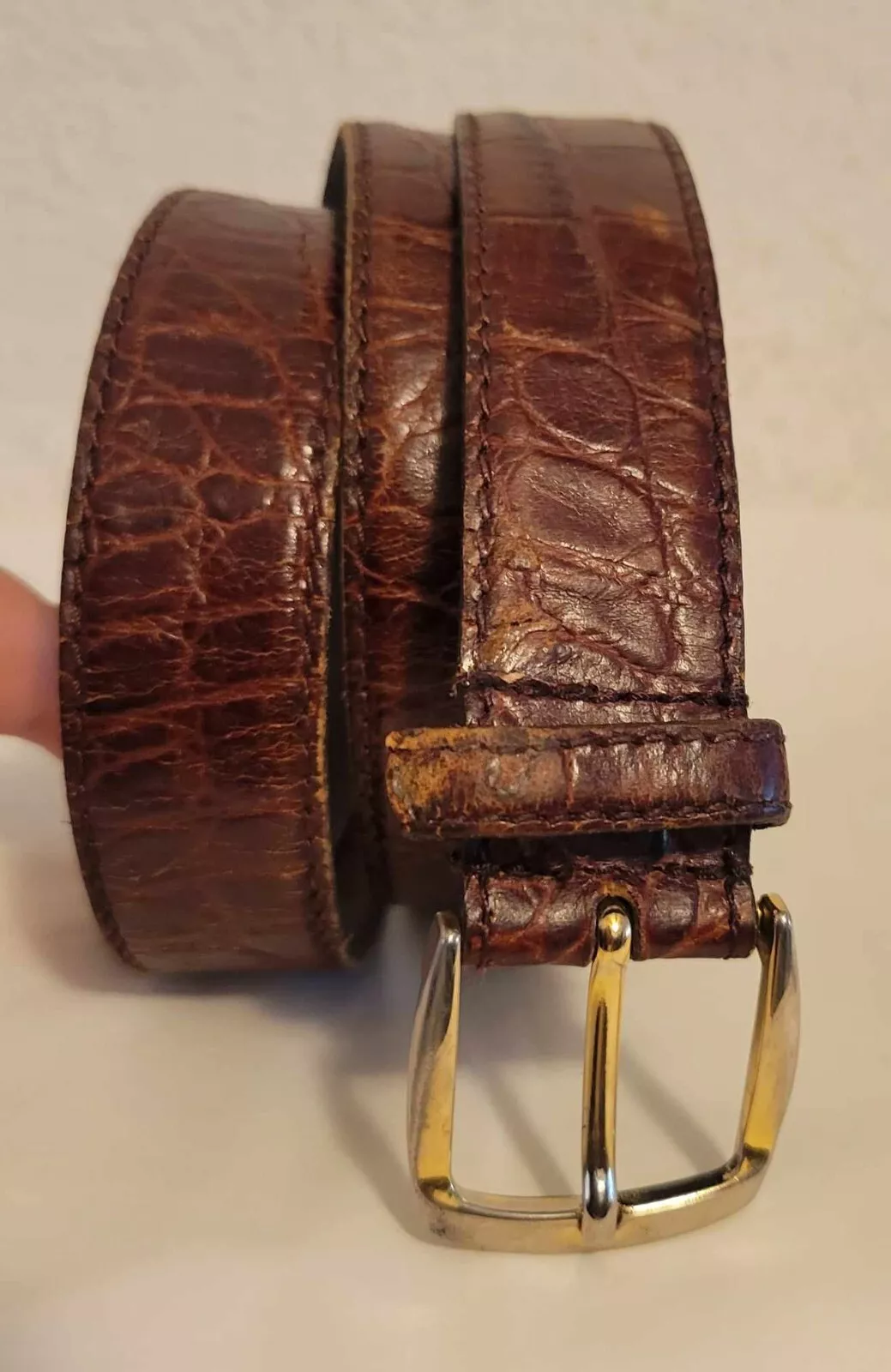 Ceinture en cuir marron Christian Dior fabriquée en Espagne. Taille 38