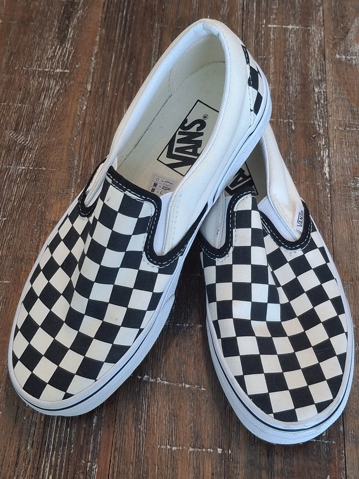 VANS Classic Slip On Scarpe Unisex M6 W7.5 Scacchiera Nero Bianco