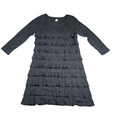 J.Crew Gray Pima Cotton Wool Ruffle Tiered Long Sleeve Dress  Women's Small $168