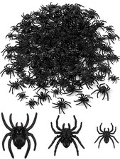 3 Size Halloween Black Plastic Spiders Realistic Toys Fake Spiders for Hallow...