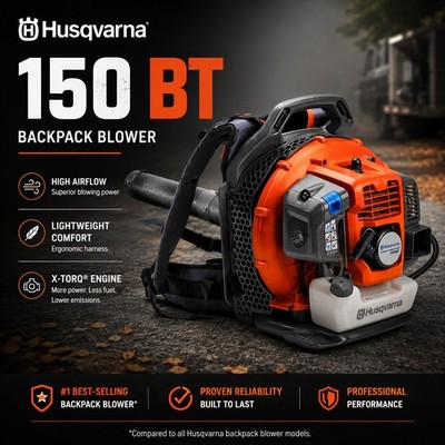 Husqvarna Gas Backpack Leaf Blower 150BT 51-cc 2-cycle 765-CFM 270-MPH 970466901