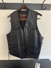 🔥 Hot Leathers Black Leather Vest (Men’s XL)