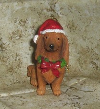 1609 LONG HAIR DACHSHUND RESIN RESIN CHRISTMAS Ornament 4X3