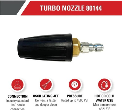 #ad 80144 Turbo Pressure Washer Nozzle 4500 PSI 1 4quot; Quick Connect Hot Cold Water Us $19.98