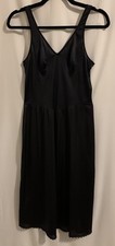 Vintage Warners Black Lace Slip Dress Size 36 Nightgown Knee Length