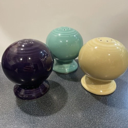 Lot of 3 Fiesta Bulb Salt & Pepper Shakers Sea Mist Yellow Plum