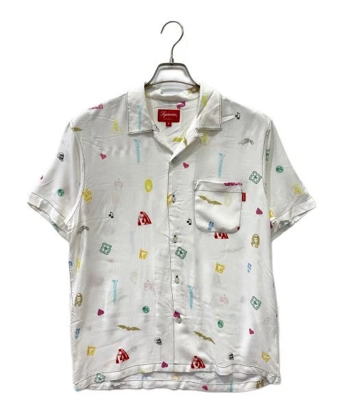 Supreme Deep Space Rayon S/S Chemise Homme Décontractée Manches Courtes Blanc