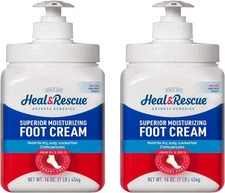 Heel Rescue Foot Cream 16 Oz Bottle, 2 Pack, for Cracked, Calloused, Dry Skin