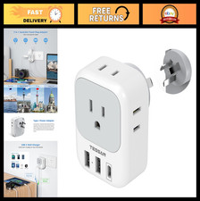 Travel Adapter for Australia  New Zealand, 4 Outlets  3 USB Ports, Type I Plug