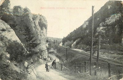 c1910 Postcard; Rocky Canyon, Entrance To Gallatin Valley MT, RR Tracks, Posted