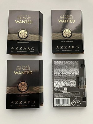 4x Azzaro The Most Wanted Eau de Toilette Intense .04 oz / 1.2 ml Travel Size