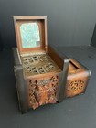 Vintage Carved Owl Musical Cigarette Dispenser Wood Box 20 Holder READ