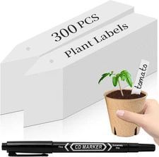 ® 300Pcs 4" Plant Labels with Marker Pen, Waterproof Plastic Plant Tags for Outd