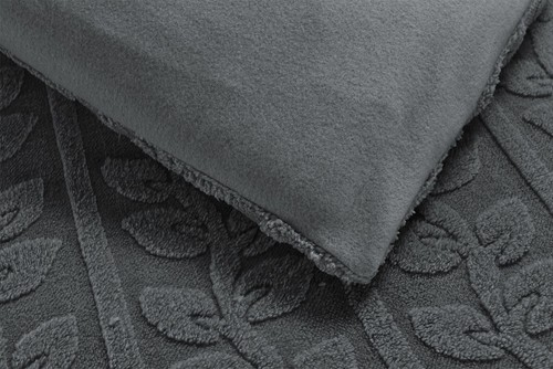 Leaves Design Teddy Duvet Cover with Pillowcases Soft Reversable Sherpa Fleece - Picture 12 of 14