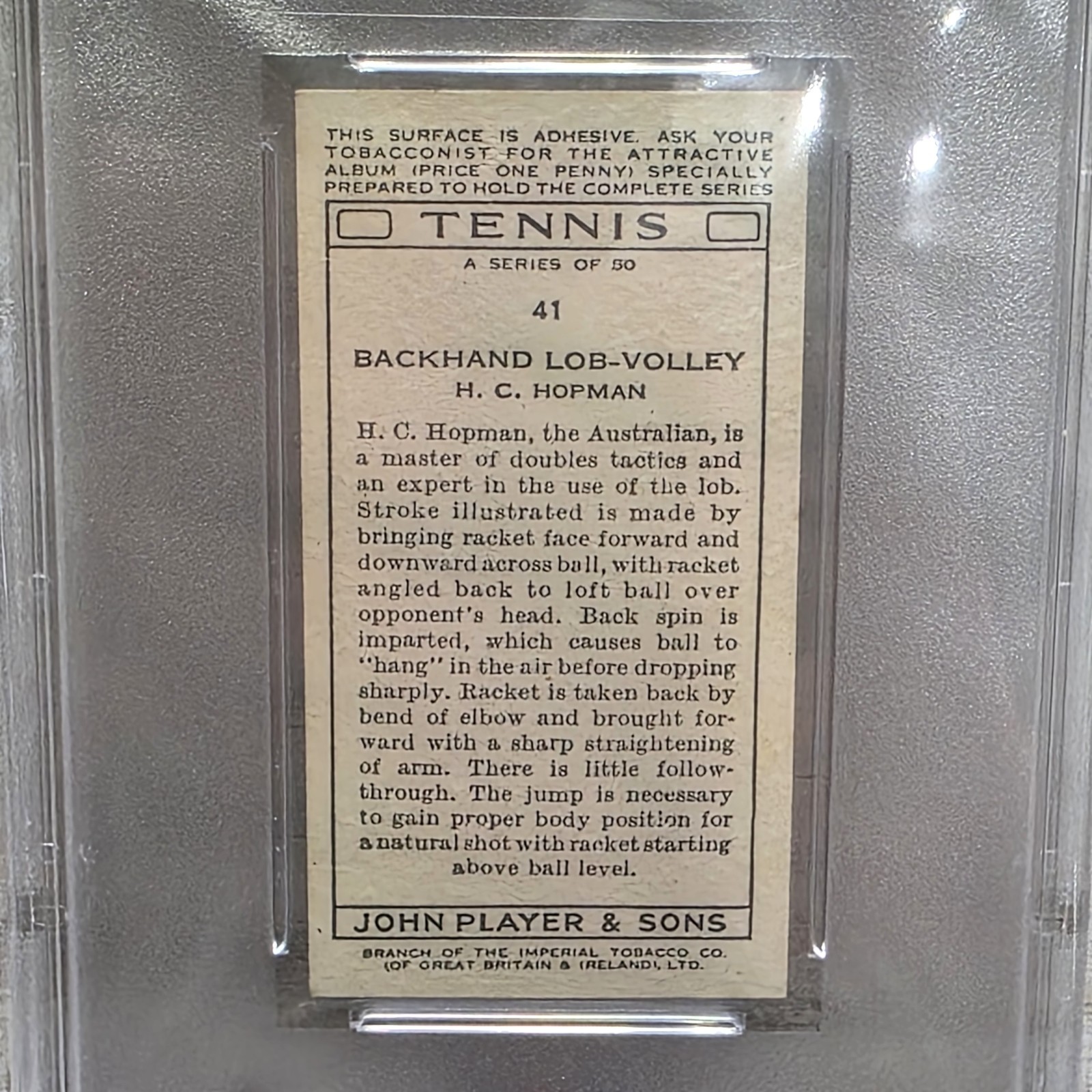 1936 John Player And Sons #41 H.C. Hopman Vintage Graded Tennis Card PSA 6 view 6