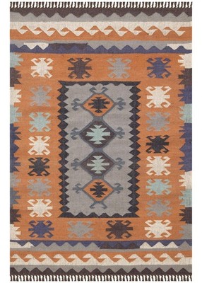 Kilim Area Rug Reversible Multicolor Hand Woven Wool & Jute Rug Indoor Dhurrie