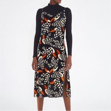 NWT Farm Rio Black Tucano Velvet Midi Dress in Black Multi XS