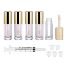 5Pack Lip Gloss tubes with Big Doe Foot Wand, Empty 6ml Clear Lip Gloss Conta...