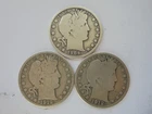 Lot of 3 Barber Half Dollar 1906-D,1912,1912-S 90% Silver over 1TOZ
