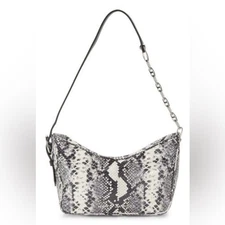 Marc Jacobs  Snakeskin Print Leather Shoulder Bag Black White Retails $425