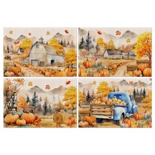 4 Pcs Harvest Farm Fall Placemats 12 x 18 Inch