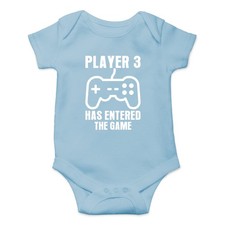 Crazy Bros Tees Player 3 Has Entered the Game Baby 6 Months, Light Blue