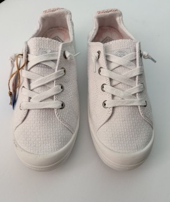 Roxy Bayshore Plus II Sneakers Womens 7.5 White Slip On Casual Linen Shoes New